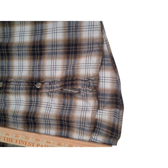 EUC Eddie Bauer Sz. M Brown/White Long Sleeved Casual Button Down Shirt - Picture 7 of 10